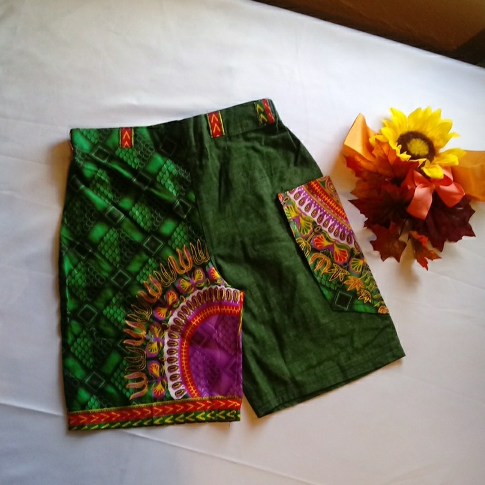 Size Small african print summer shorts for boys